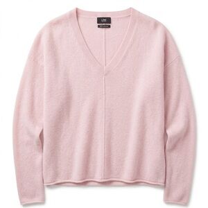 LINE Cashmere V-Neck Sweater in Light Pink